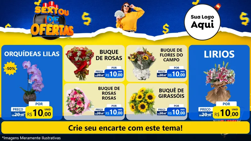 Modelo de TV para TV Horizontal com o tema Sextou de Ofertas para Floricultura e jardim