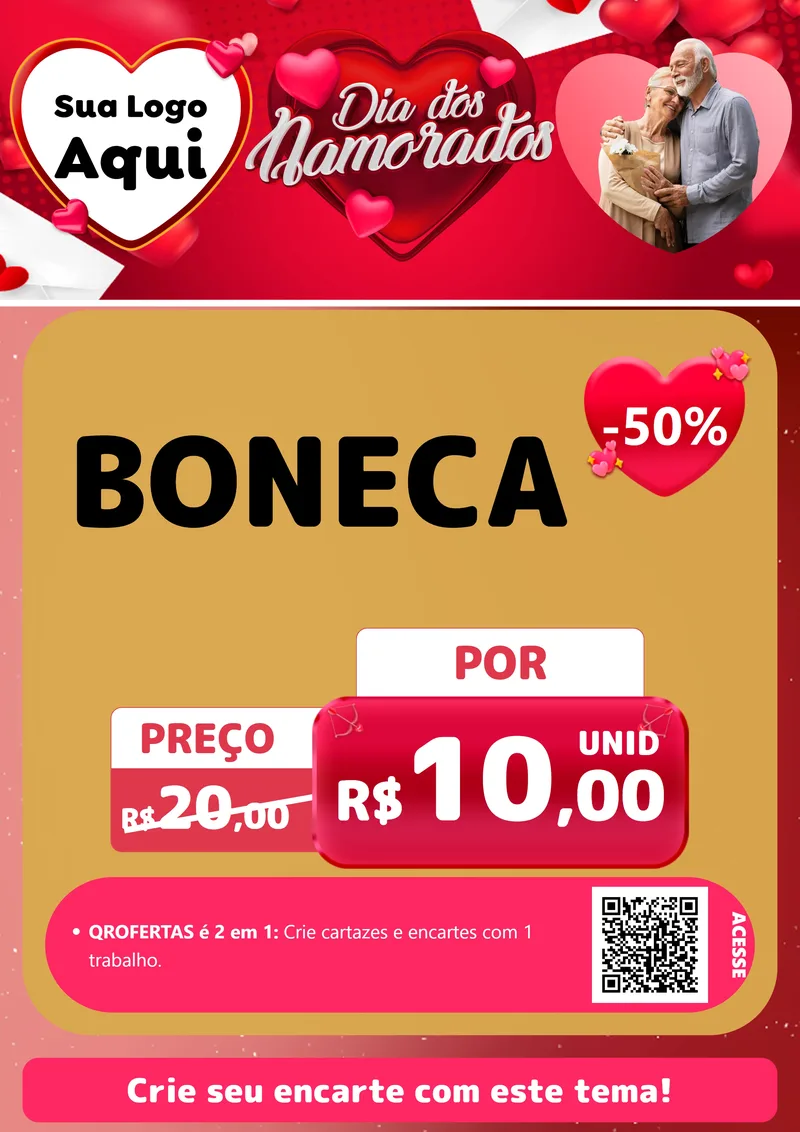 Modelo de Cartaz para Cartaz A4 Vertical com o tema Dia Dos Namorados para Brinquedos