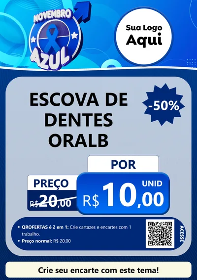 Modelo de Cartaz para Cartaz A4 Vertical com o tema Novembro Azul para Higiene Pessoal