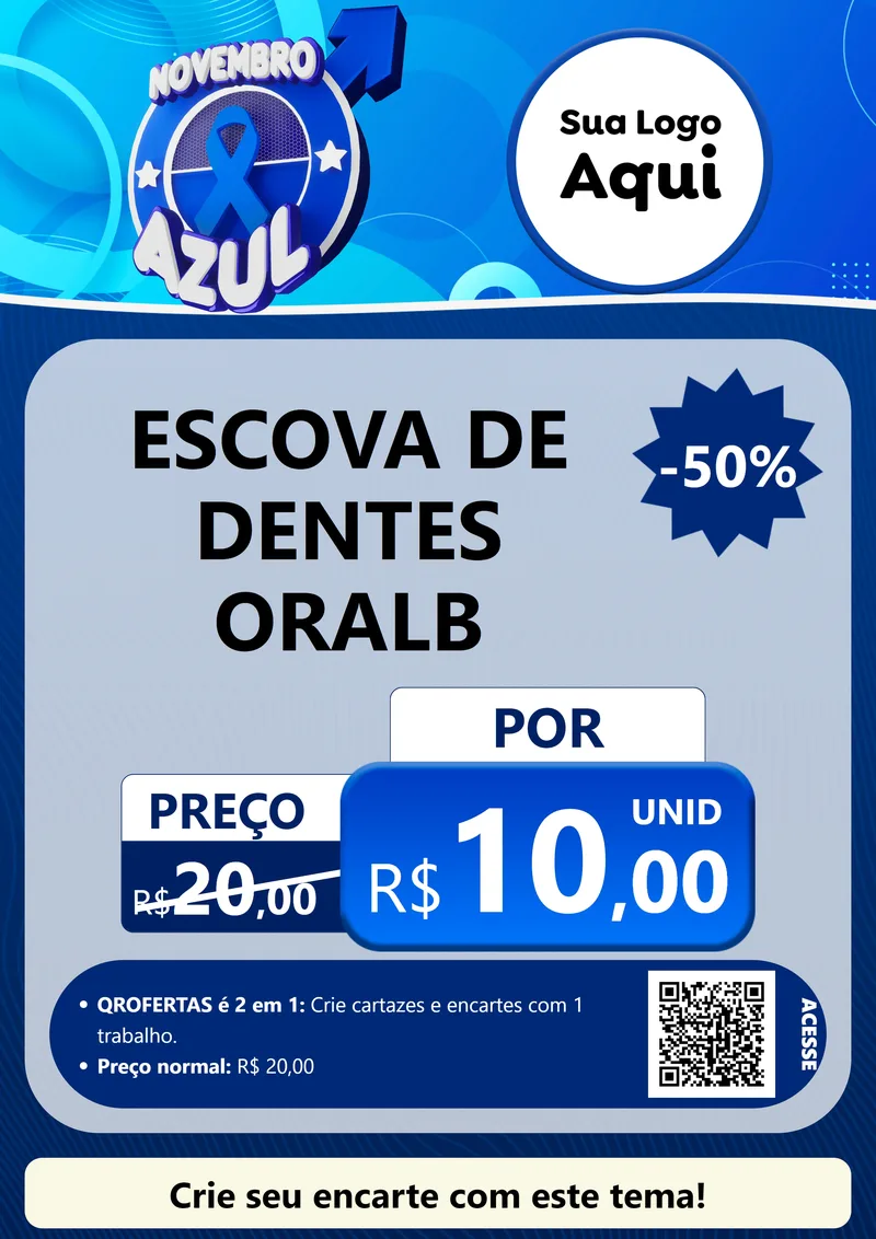 Modelo de Cartaz para Cartaz A4 Vertical com o tema Novembro Azul para Higiene Pessoal