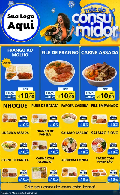 Modelo de Encarte para Encarte Grande com o tema Mês do Consumidor para Restaurante
