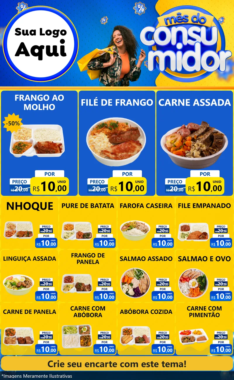 Modelo de Encarte para Encarte Grande com o tema Mês do Consumidor para Restaurante