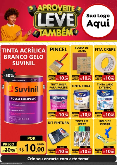 Modelo de Encarte para Encarte A4 Vertical com o tema Aproveite e Leve Também para Tintas e Ferramentas