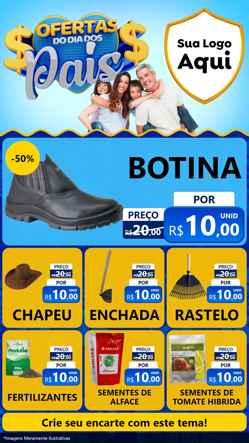 Modelo de Rede Social para Stories com o tema Ofertas do Dia dos Pais para Agropecuária