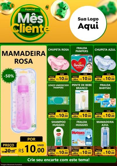 Modelo de Encarte para Encarte A4 Vertical com o tema Especial Mês do Cliente para Bebês