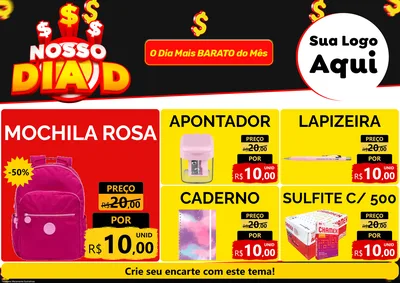 Modelo de Encarte para Encarte A4 Horizontal com o tema Nosso Dia D para Papelaria
