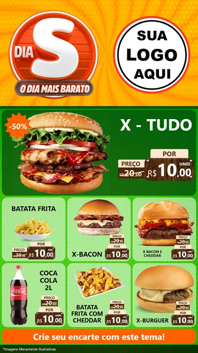 Modelo de Rede Social para Stories com o tema Dia S - O Dia Mais Barato para Hamburgueria