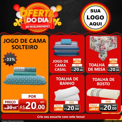 Modelo de Rede Social para Feed Facebook com o tema Oferta do Dia - Só hoje, Aproveite! para Cama, Mesa e Banho