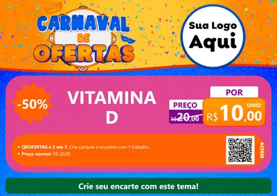 Modelo de Cartaz para Cartaz A4 Horizontal com o tema Carnaval de Ofertas para Farmácia