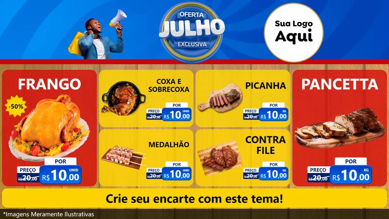 Modelo de TV para TV Horizontal com o tema Oferta Exclusiva, Julho para Assados