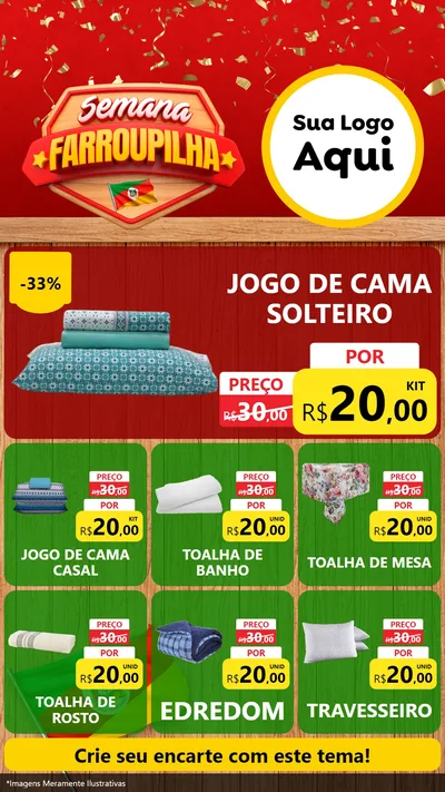 Modelo de Rede Social para Stories com o tema Semana Farroupilha para Cama, Mesa e Banho