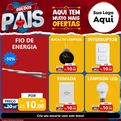 Modelo de Rede Social para Feed Facebook com o tema Dia dos Pais para Materiais Elétricos