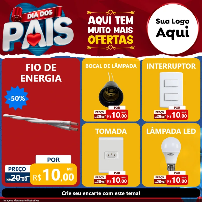 Modelo de Rede Social para Feed Facebook com o tema Dia dos Pais para Materiais Elétricos