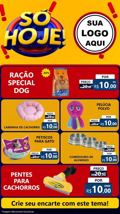 Modelo de TV para TV Vertical com o tema Só Hoje! para Pet Shop