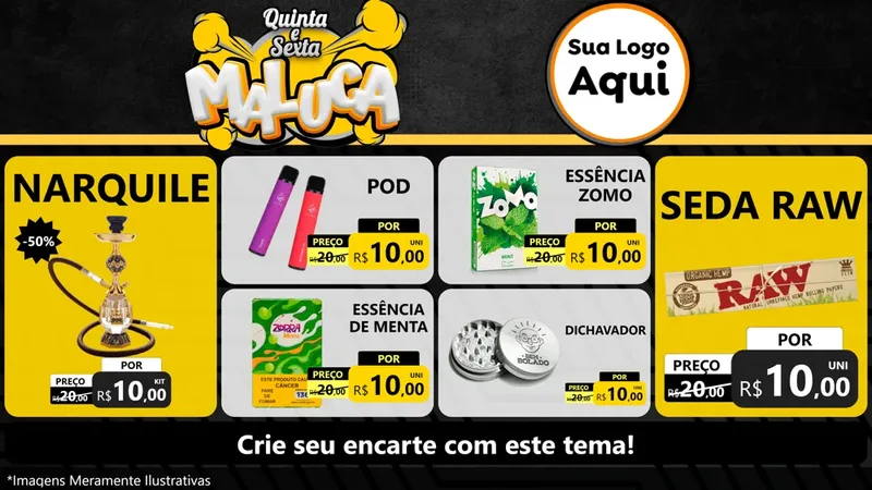 Modelo de TV para TV Horizontal com o tema Quinta e Sexta Maluca para Tabacaria