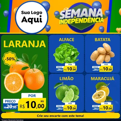 Modelo de Rede Social para Feed Facebook com o tema Semana da Independência para Hortifrúti