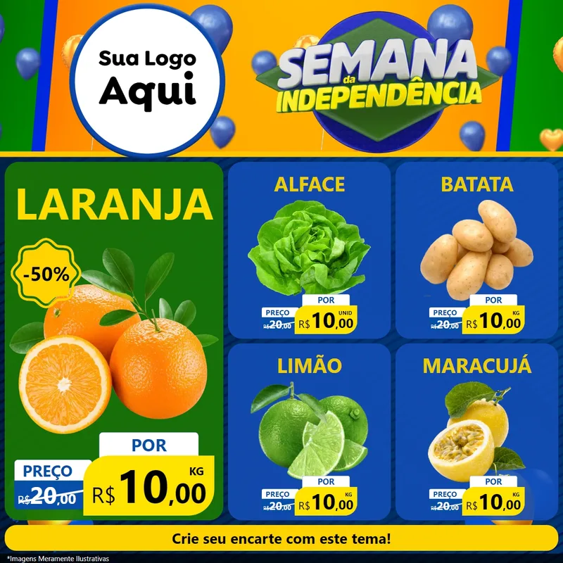 Modelo de Rede Social para Feed Facebook com o tema Semana da Independência para Hortifrúti