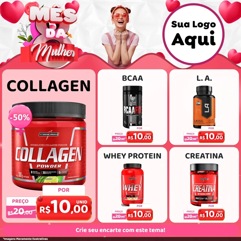Modelo de Rede Social para Feed Facebook com o tema Mês da Mulher para Suplementos alimentares