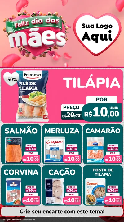 Modelo de Rede Social para Stories com o tema Feliz Dia das Mães para Peixaria