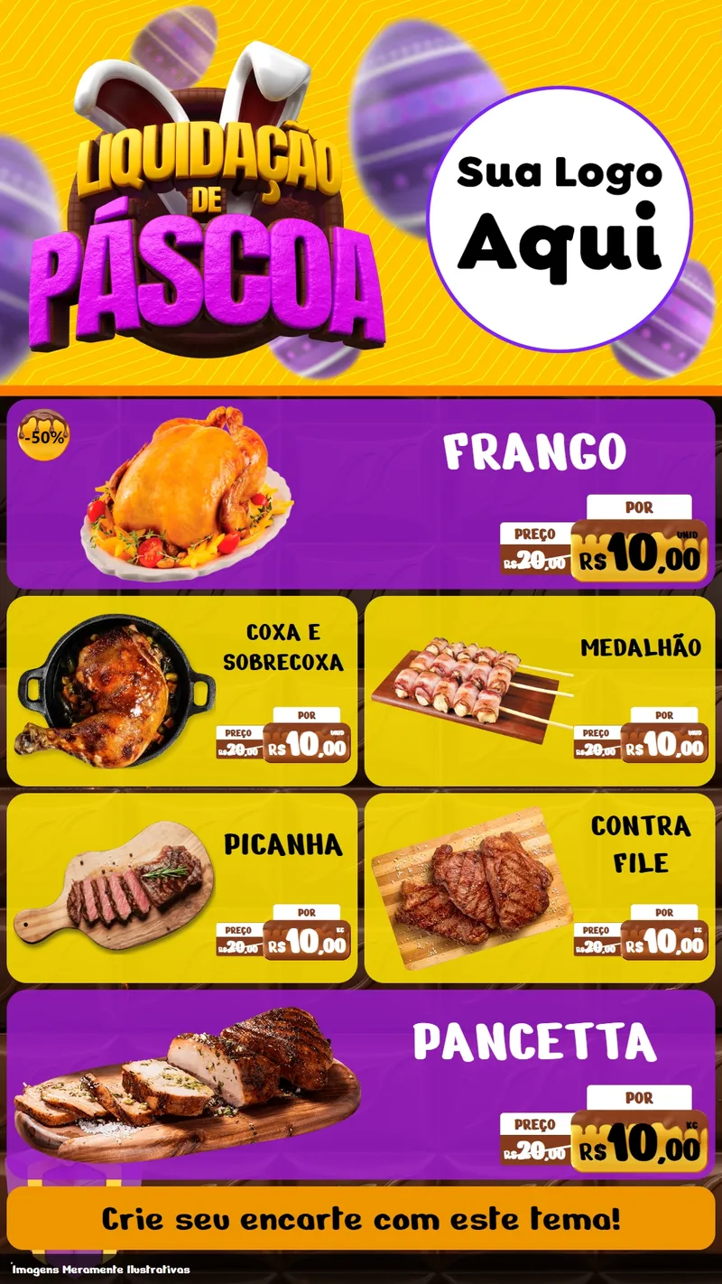 Modelo de TV para TV Vertical com o tema Liquidação de Páscoa para Assados