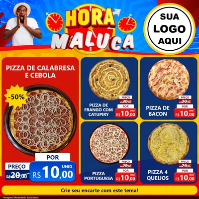Modelo de Rede Social para Feed Facebook com o tema Hora Maluca para Pizzaria