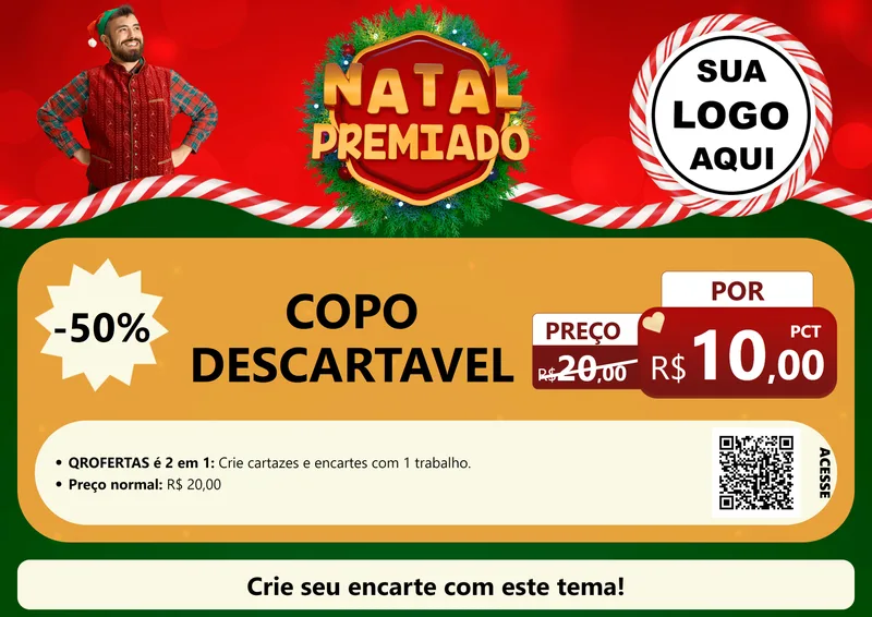 Modelo de Cartaz para Cartaz A4 Horizontal com o tema Natal Premiado para Embalagens
