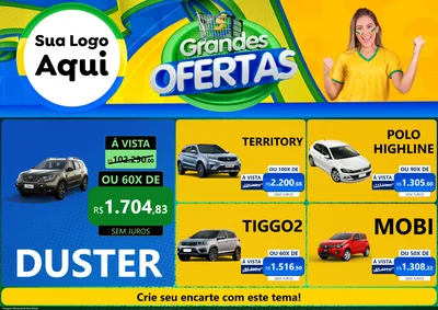 Modelo de Encarte para Encarte A4 Horizontal com o tema Grandes Ofertas para Concessionaria de Carros