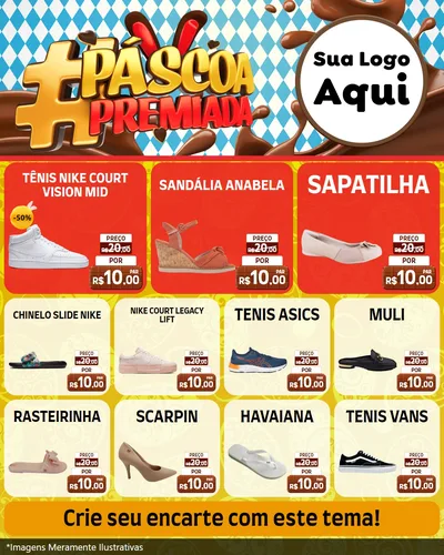 Modelo de Rede Social para Feed Instagram com o tema Páscoa Premiada para Calçados