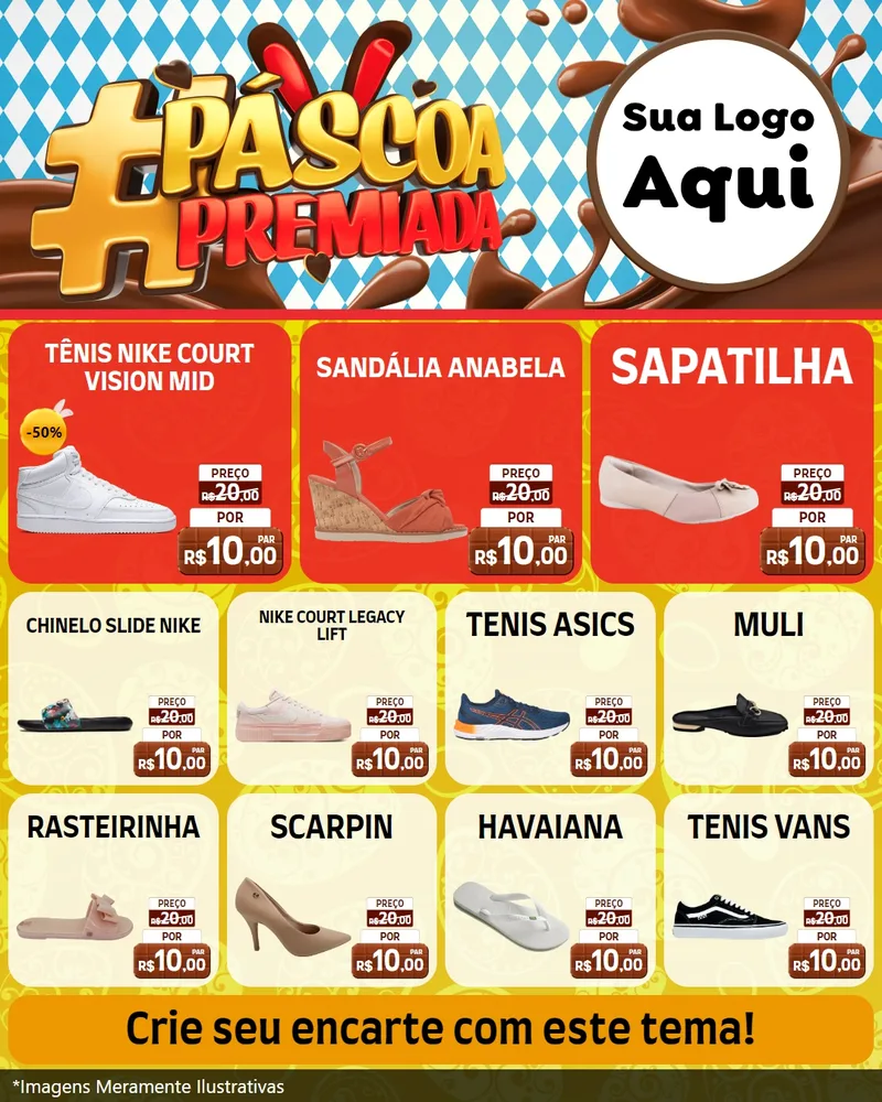 Modelo de Rede Social para Feed Instagram com o tema Páscoa Premiada para Calçados