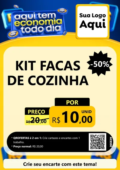Modelo de Cartaz para Cartaz A4 Vertical com o tema Aqui Tem Economia Todo Dia para Utilidades Domésticas