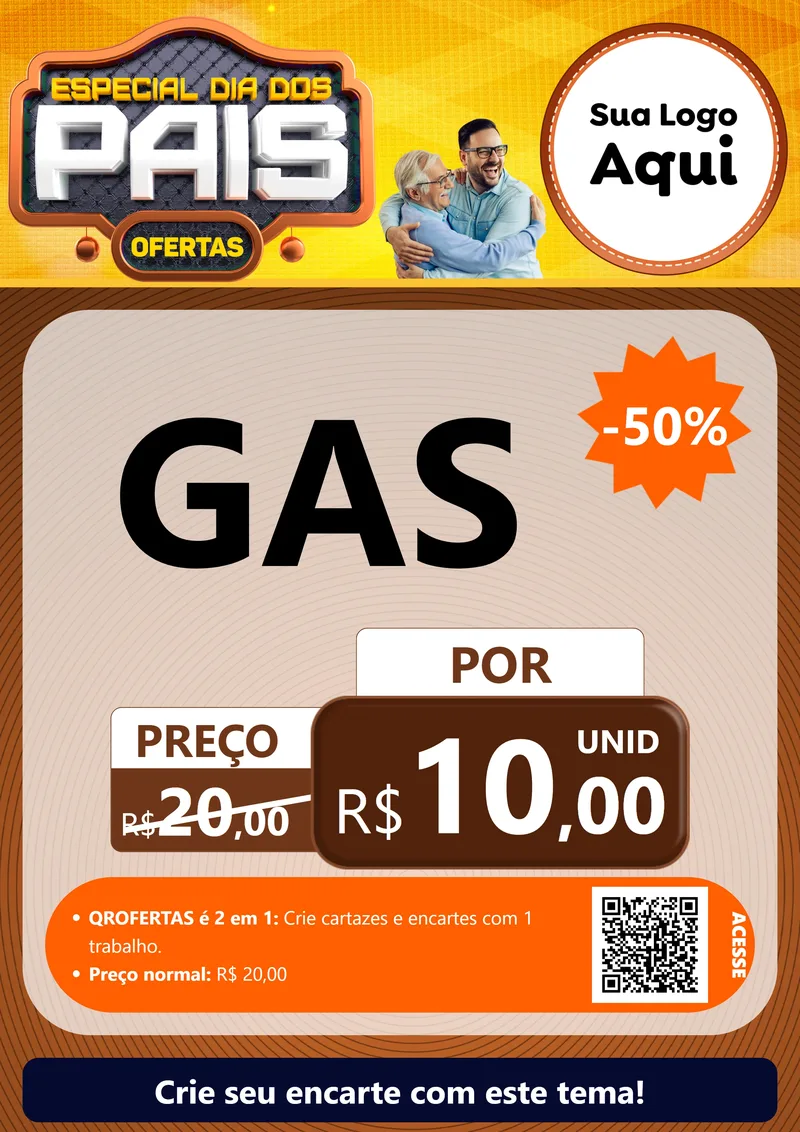 Modelo de Cartaz para Cartaz A4 Vertical com o tema Especial Dia dos Pais para Água e gás