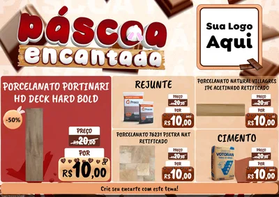 Modelo de Encarte para Encarte A4 Horizontal com o tema Páscoa Encantada para Pisos e revestimentos