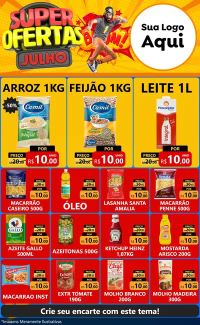 Modelo de Encarte para Encarte Grande com o tema Super Ofertas Julho para Supermercado