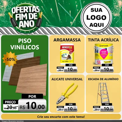 Modelo de Rede Social para Feed Facebook com o tema Ofertas Fim de Ano para Material para Construção