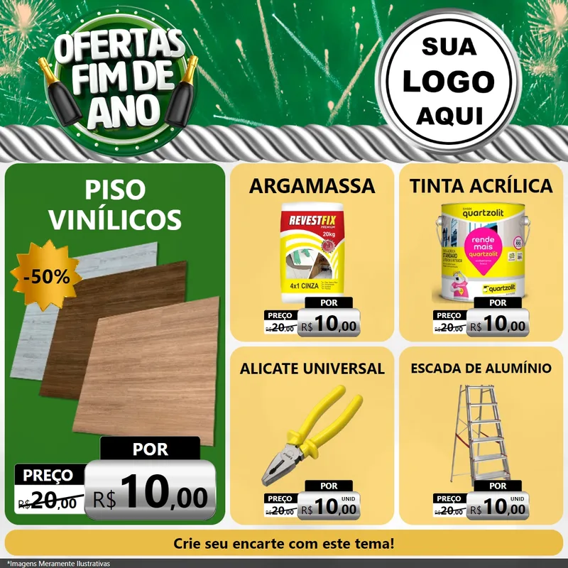 Modelo de Rede Social para Feed Facebook com o tema Ofertas Fim de Ano para Material para Construção