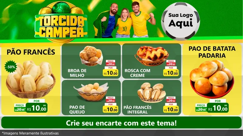 Modelo de TV para TV Horizontal com o tema Torcida Campeã - Copa para Padaria
