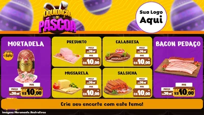 Modelo de TV para TV Horizontal com o tema Liquidação de Páscoa para Frios e Laticínios