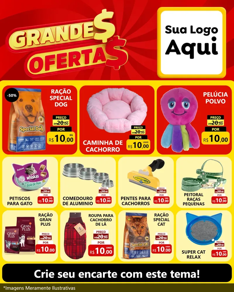 Modelo de Rede Social para Feed Instagram com o tema Grandes Ofertas para Pet Shop