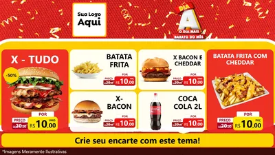 Modelo de TV para TV Horizontal com o tema Dia A o Dia Mais Barato do Mês para Hamburgueria