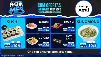 Modelo de TV para TV Horizontal com o tema Fecha Mês para Comida japonesa