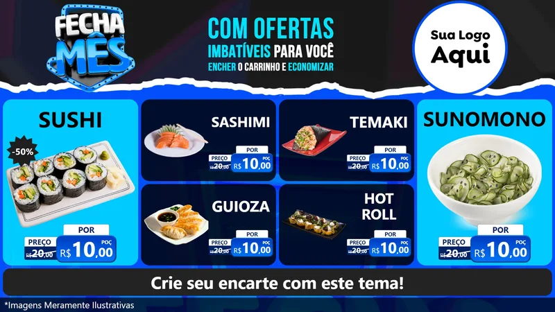 Modelo de TV para TV Horizontal com o tema Fecha Mês para Comida japonesa