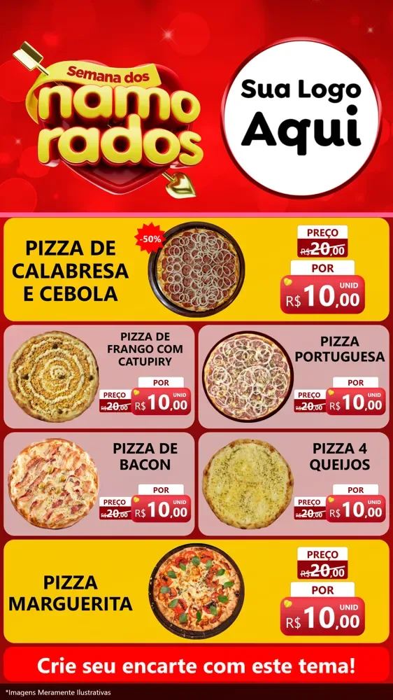 Modelo de TV para TV Vertical com o tema Semana dos namorados para Pizzaria