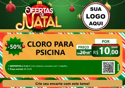 Modelo de Cartaz para Cartaz A4 Horizontal com o tema Ofertas de Natal para Produtos para Piscina
