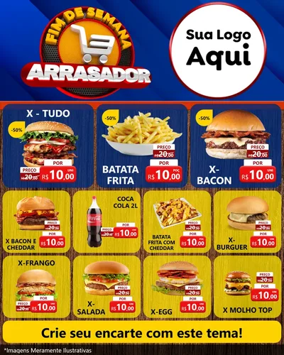 Modelo de Rede Social para Feed Instagram com o tema Fim De Semana Arrasador para Hamburgueria