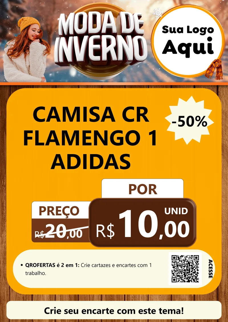 Modelo de Cartaz para Cartaz A4 Vertical com o tema Moda de Inverno para Roupas e acessórios