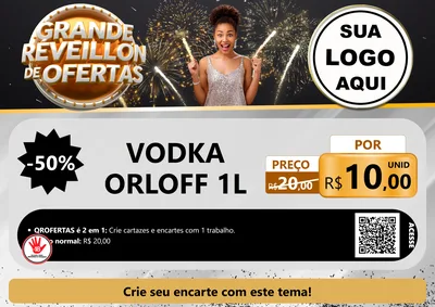 Modelo de Cartaz para Cartaz A4 Horizontal com o tema Grande Réveillon de Ofertas para Distribuidora de bebidas