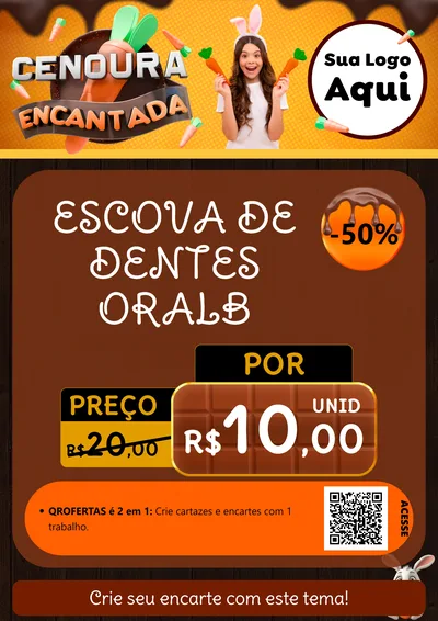 Modelo de Cartaz para Cartaz A4 Vertical com o tema Cenoura Encantada - Páscoa para Higiene Pessoal
