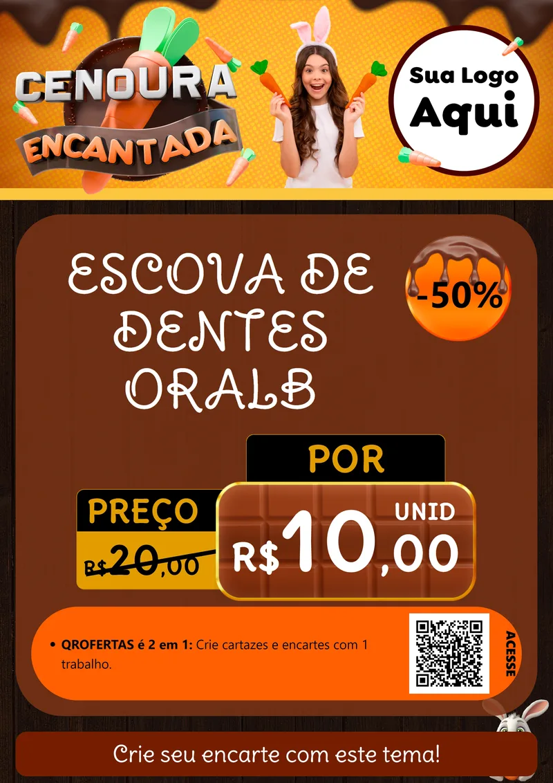 Modelo de Cartaz para Cartaz A4 Vertical com o tema Cenoura Encantada - Páscoa para Higiene Pessoal