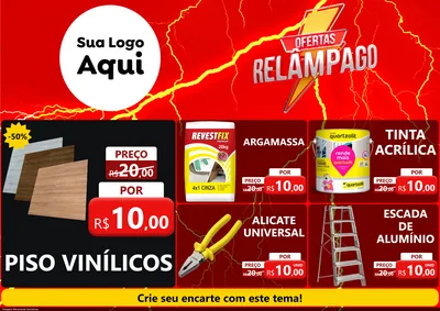 Modelo de Encarte para Encarte A4 Horizontal com o tema Ofertas Relâmpago para Material para Construção