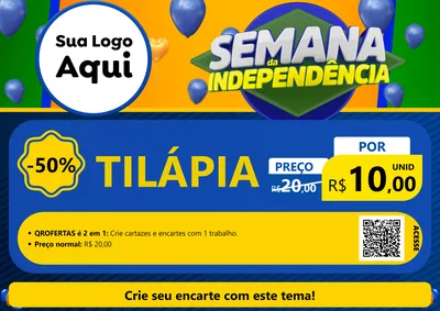 Modelo de Cartaz para Cartaz A4 Horizontal com o tema Semana da Independência para Peixaria